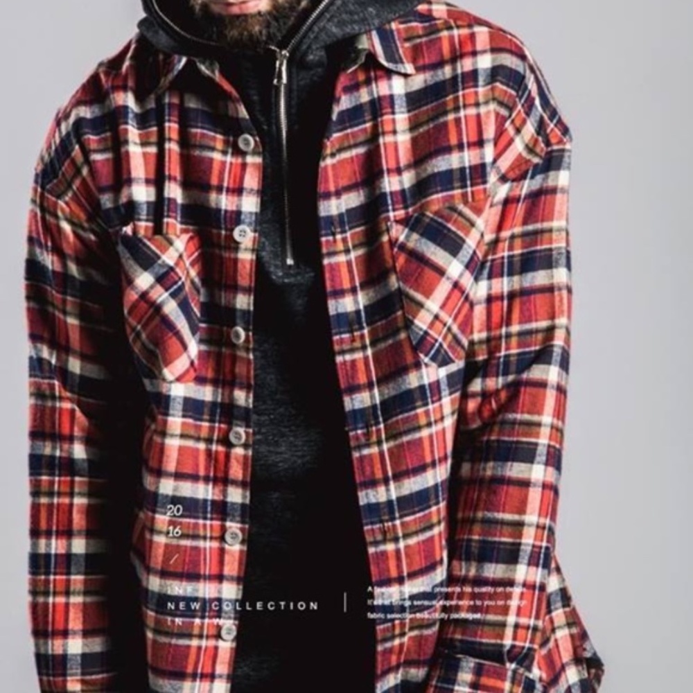 XXL slim Fitting Inflation Mens Flannel Shirt